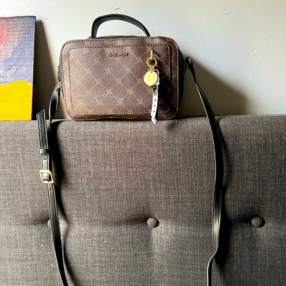 Nine West Chelsea Mini Purse Dark Brown- Handle/ Adjustable Straps